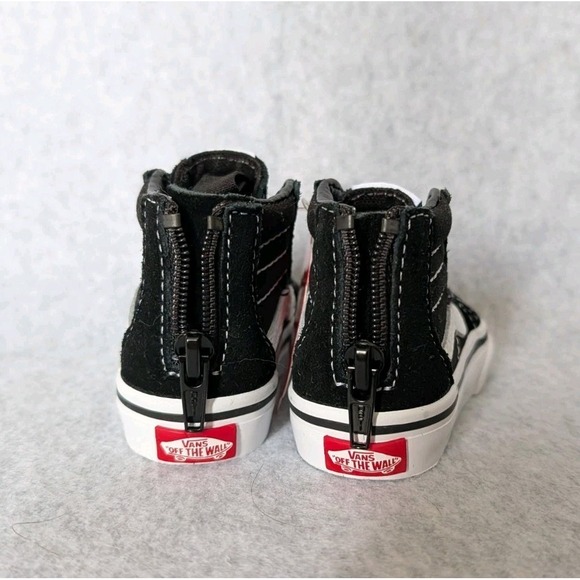 Vans Toddlers Sk8Hi Zip Shoes | 2c Black/White | Authentic New - 2 Toddler - Picture 9 of 14